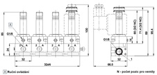 Deska G1/8 boční výstup pro 1 ventil AB