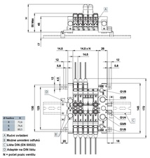 Ventil 5/3OC elektrický 24 V DC střední poloha otevřena