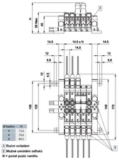 Ventil 5/3PC elektrický 24 V DC střední poloha pod tlakem