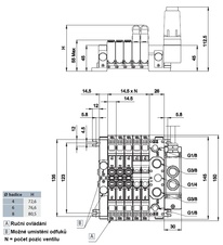Ventil 5/3OC elektrický 24 V DC PLUG-IN střední pol.otevřena