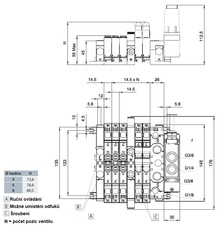 Ventil 3/2NC+3/2NC elektrický 24 V DC PLUG-IN
