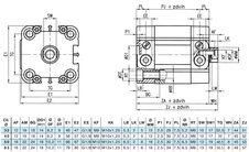 Válec 40/30 mm ISO21287 dvojčinný vnitřní závit magnet