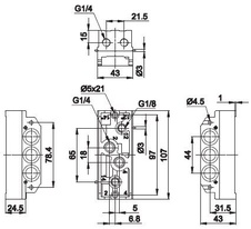 Deska ISO1 G1/8 sériová pro 1 ventil BE a AE