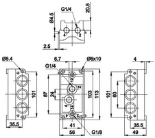 Deska ISO2 G1/4 sériová pro 1 ventil BE a AE
