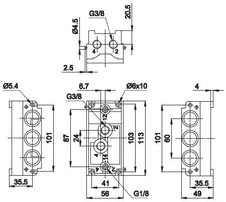 Deska ISO2 G3/8 sériová pro 1 ventil BE a AE