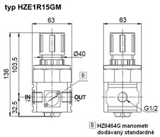 Regulátor velikost 1 G1/2 0,5-8,5 bar manometr