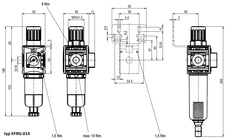 Filtr-regulátor velikost 0 G1/4 0,5-8 bar manometr