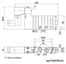 Ventil 5/2 G1/8 elektrický 12 V DC monostabilní - mech.pruž.