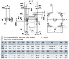 Válec 80/20 mm ISO21287 dvojčinný vnější závit magnet