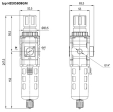 Filtr-regulátor velikost 05 G1/4 manometr