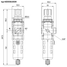 Filtr-regulátor velikost 05 G3/8 manometr