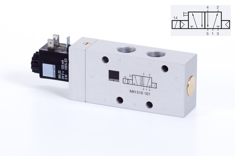 Ventil 5/2 G3/8 elektrický monostabilní