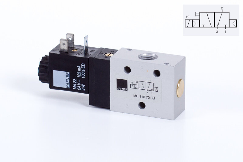 Ventil 3/2NC G1/4 elektrický monostabilní