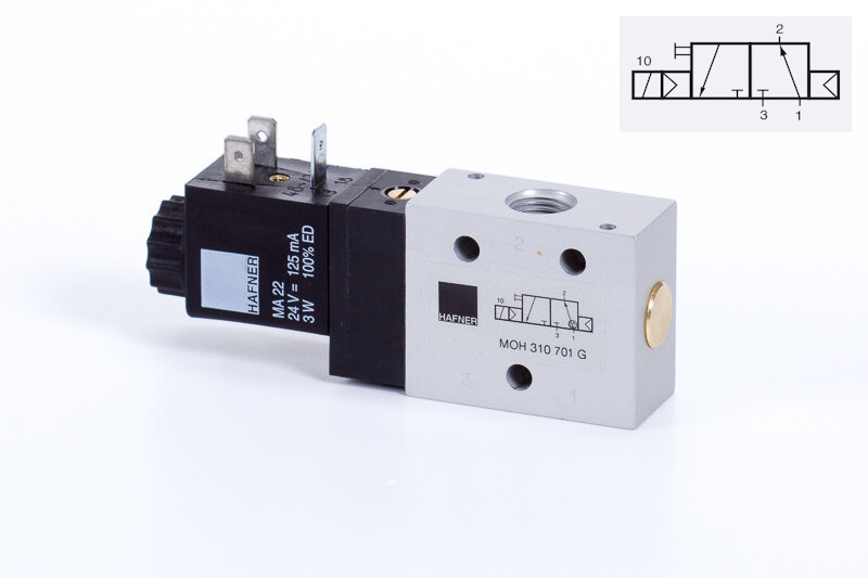 Ventil 3/2NO G1/4 elektrický monostabilní