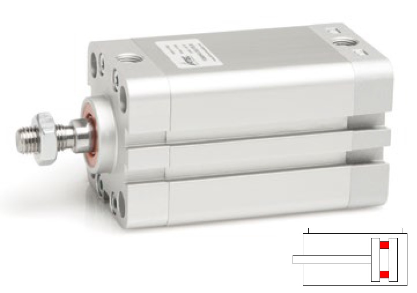Válec 32/10 mm ISO21287 dvojčinný vnější závit magnet