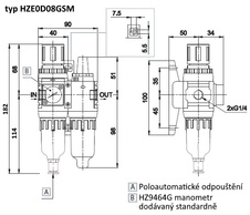 FR+L velikost 0 G1/4 manometr poloautomat