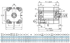 Válec 63/150 mm UNITOP dvojčinný vnitřní závit magnet